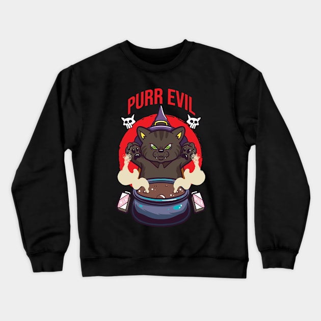 Purr Evil Cat Crewneck Sweatshirt by Cosmo Gazoo